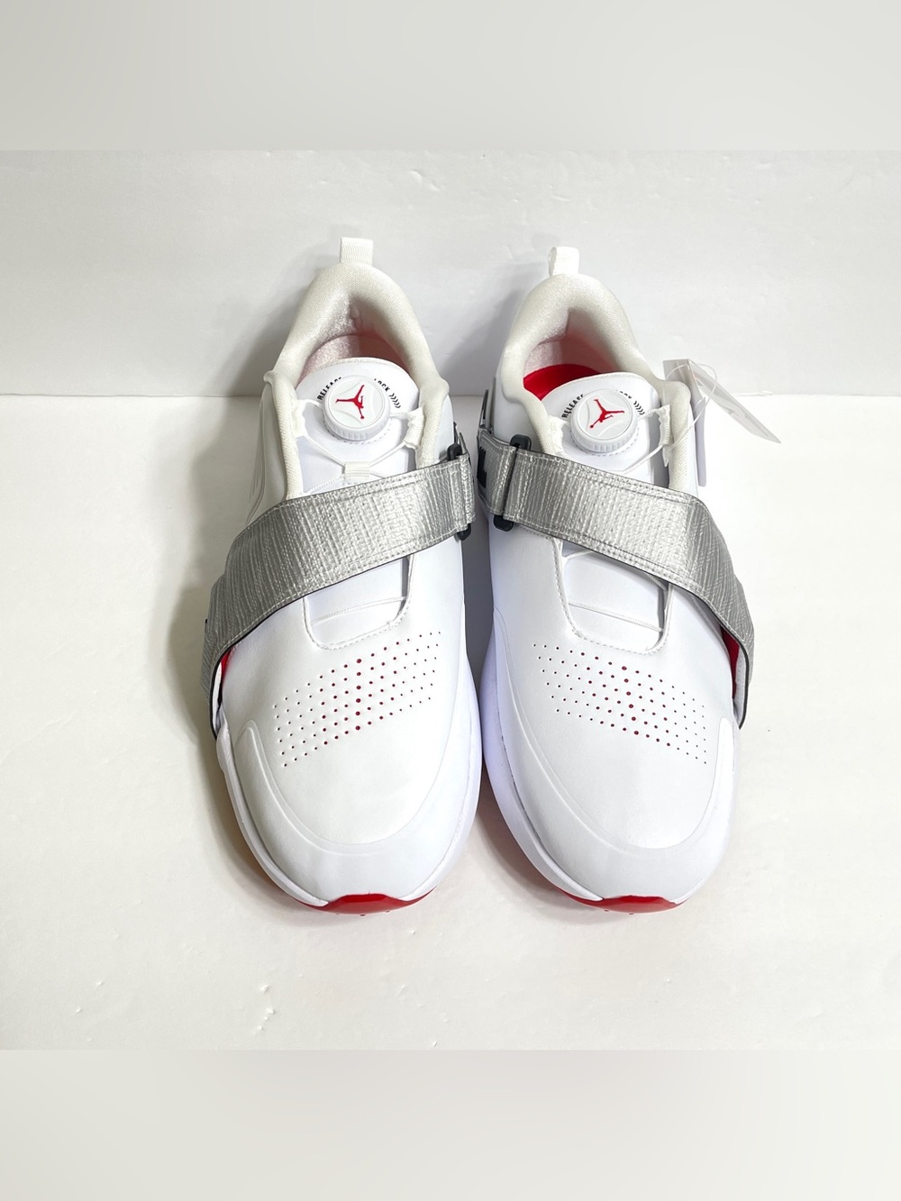 NIKE AIR JORDAN Air Rev Golf Cleats Men's Size 11 FV6338-100 White Silver Red